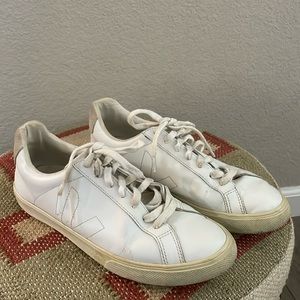 VEJA Esplar Suede-Trim Leather Laced Sneakers Sz:8